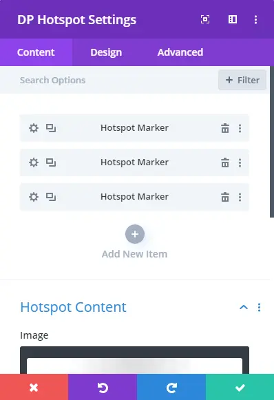 Divi image hotspot marker option