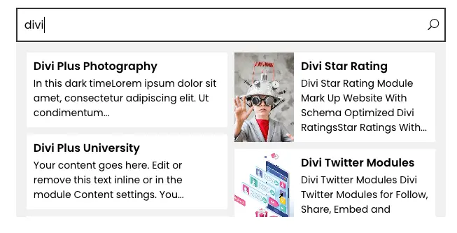 Divi live search