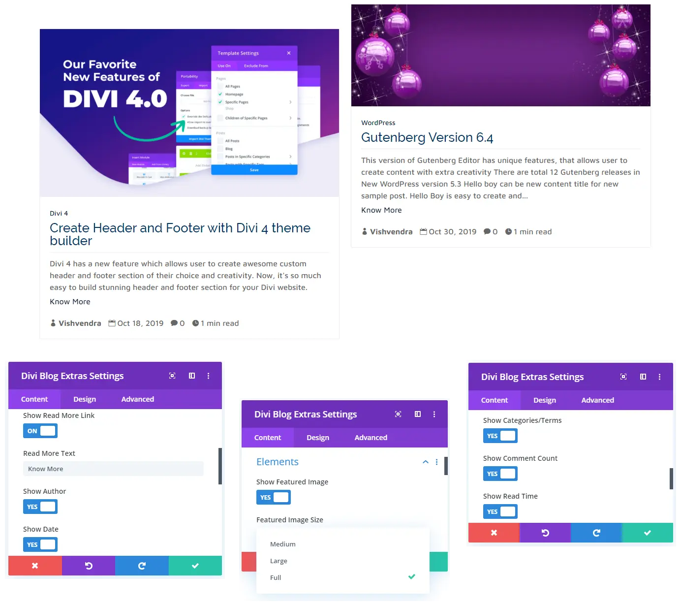 Divi masonry blog layout elements sample