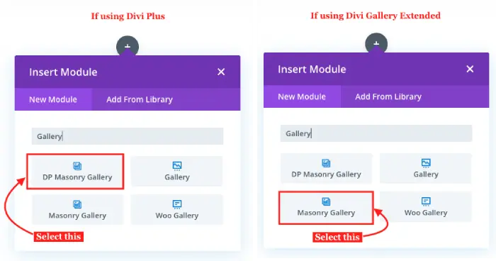 Divi masonry gallery modules