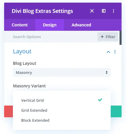 Divi masonry layout variant