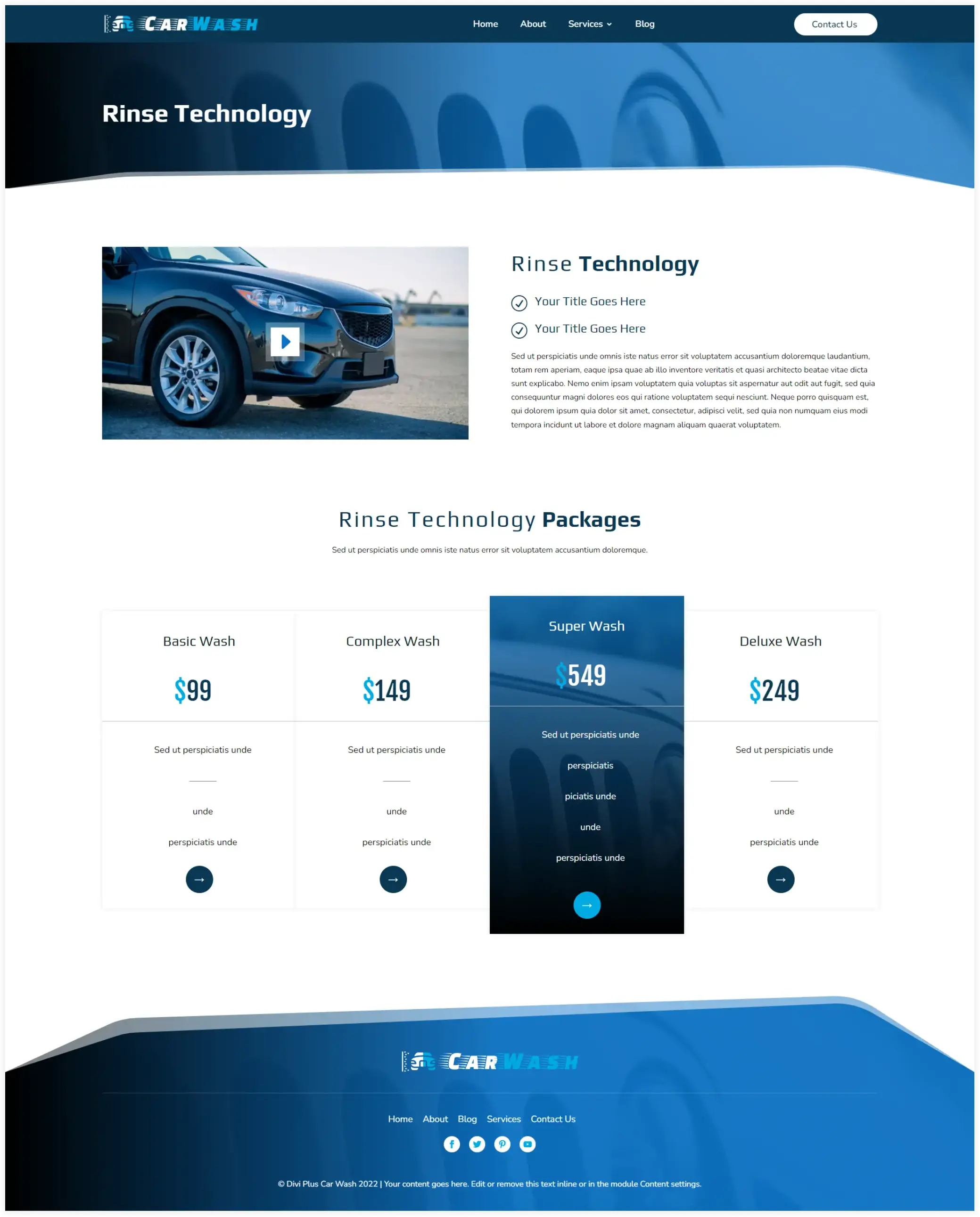 Divi car wash cleaning page layout