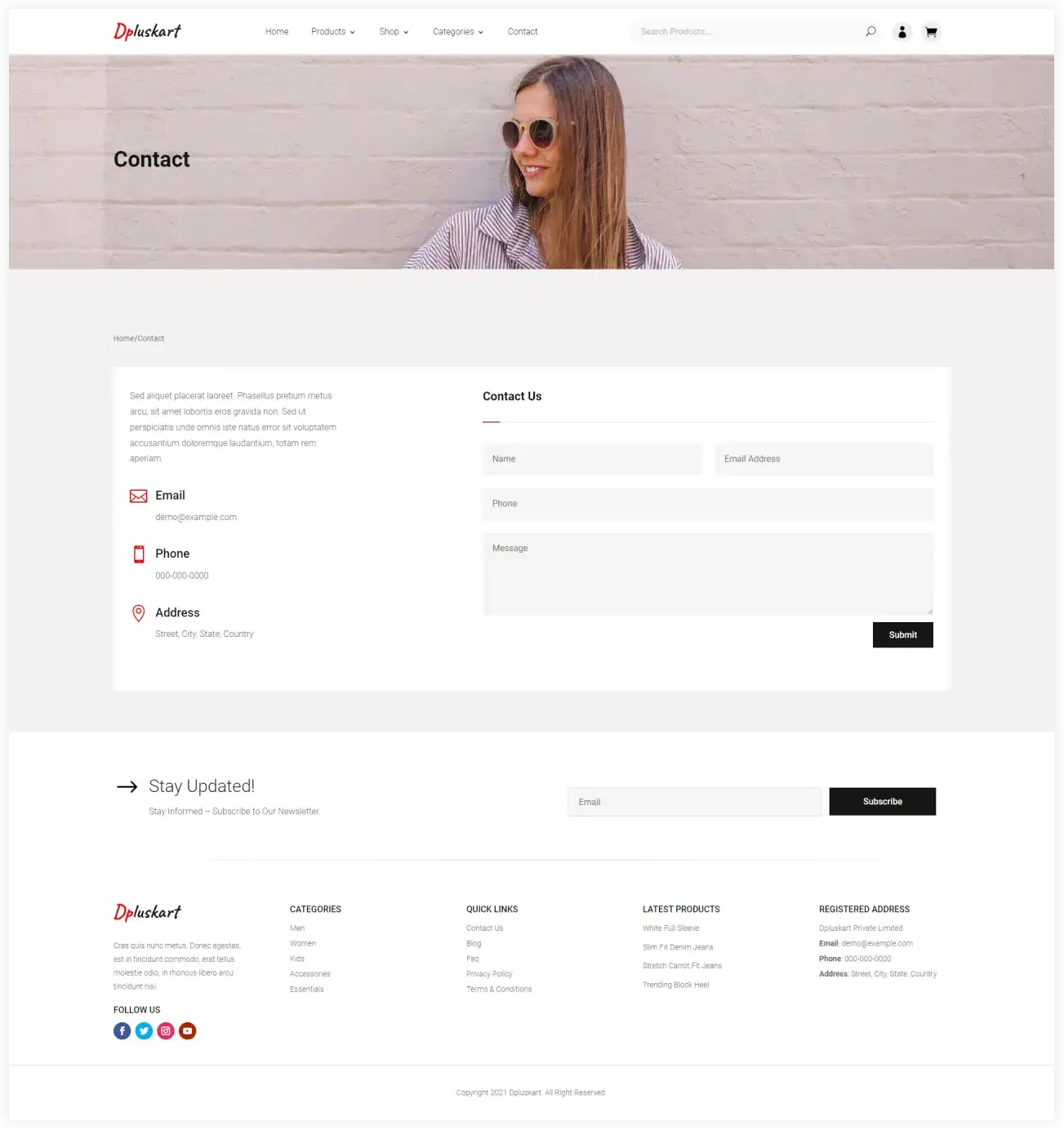 Divi Ecommerce contact page 