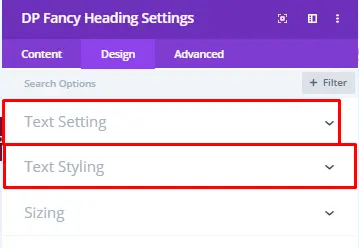 Divi Plus fancy heading design tab