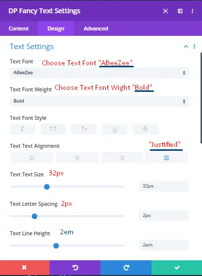 Divi Plus fancy text settings