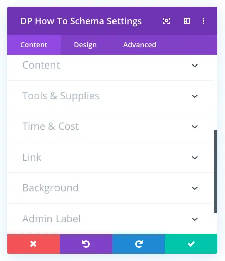 Divi Plus how to schema module and its content settings