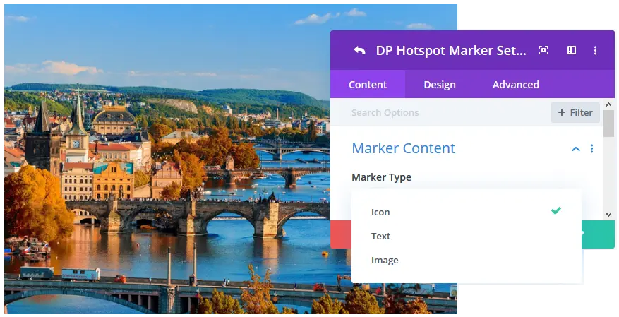 Divi Plus image hotspot marker content