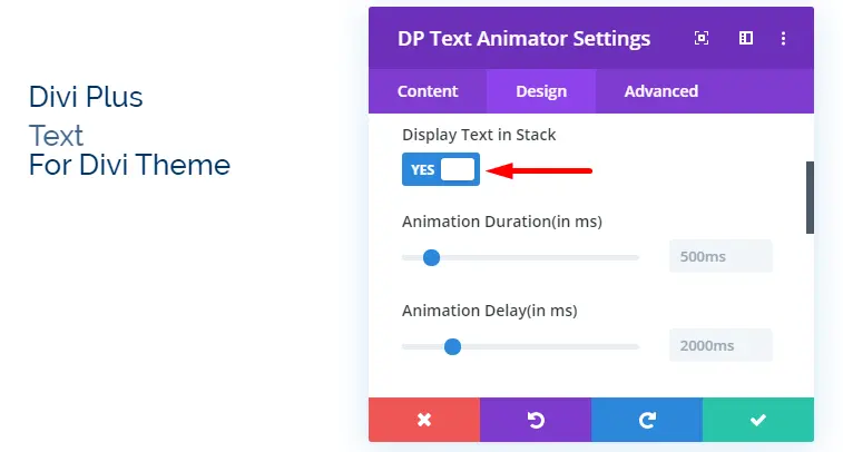 Divi Plus stacked text animation