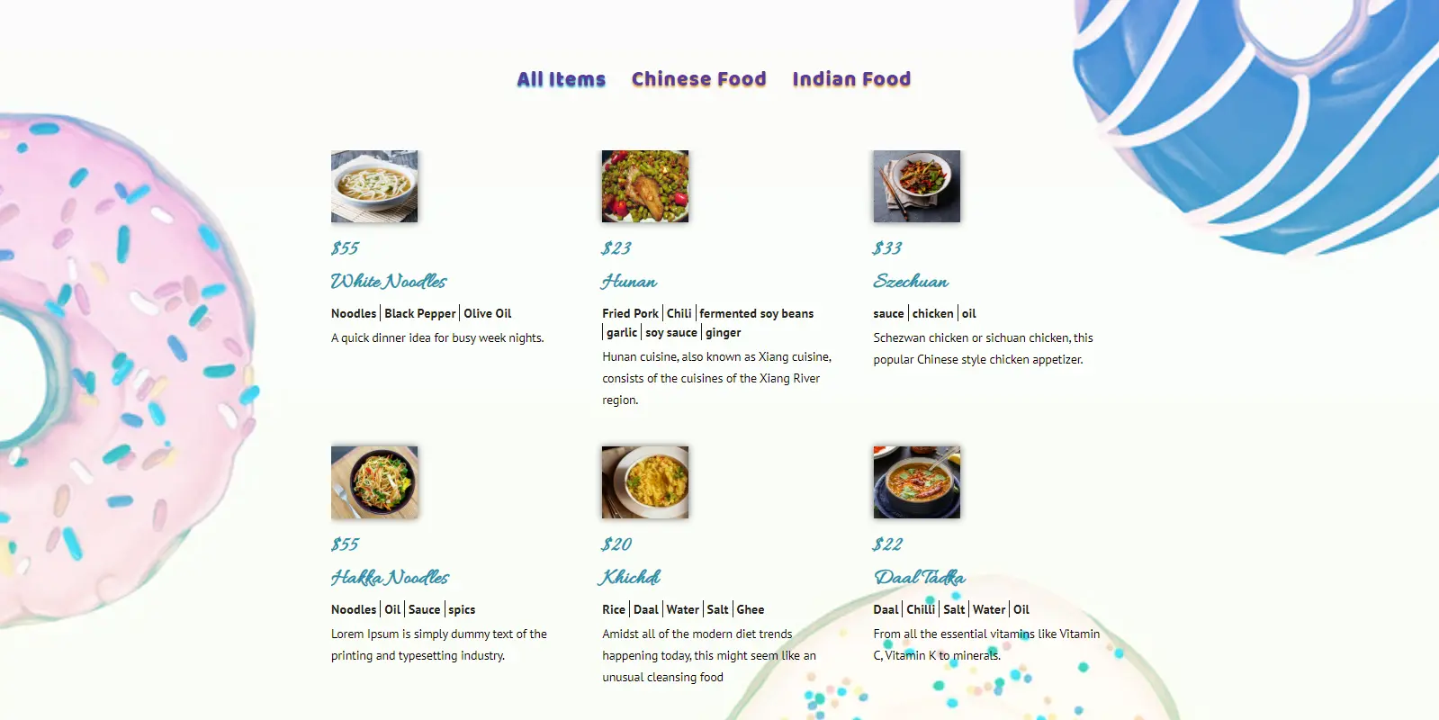 Divi restaurant menu layout example 2