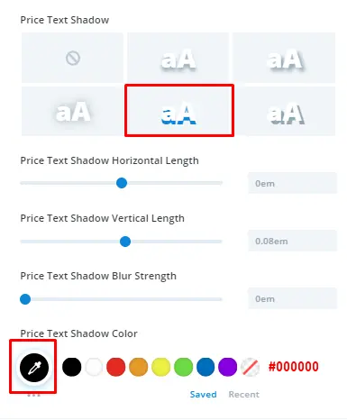 Divi Restro Menu layout 1 with CSS price text shadow