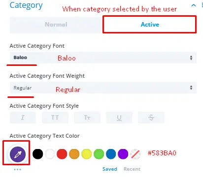 Divi Restro Menu layout 2 category settings