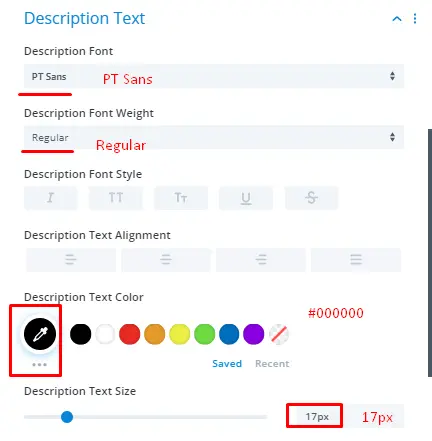 Divi Restro Menu layout 2 description text settings