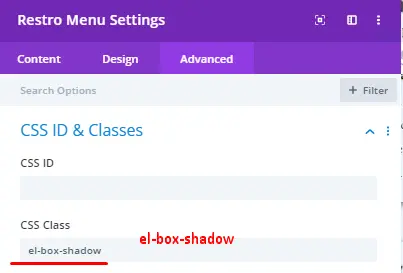 Divi Restro Menu module advance settings