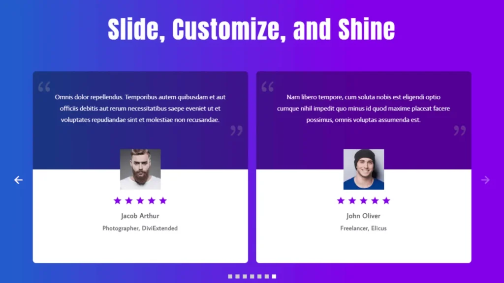 Divi testimonial slider example 1