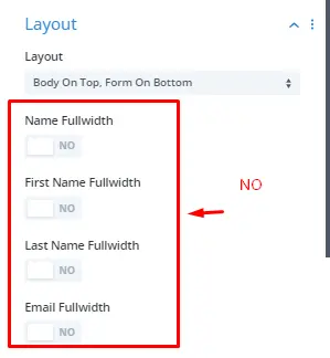 Email optin layout settings
