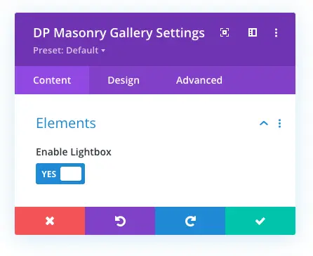 Enable lightbox in the masonry gallery module