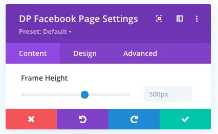 Facebook page height option