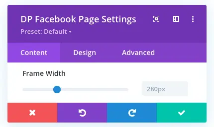 Facebook page width option