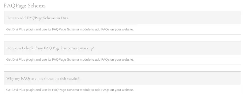 FAQPage Schema in grid format