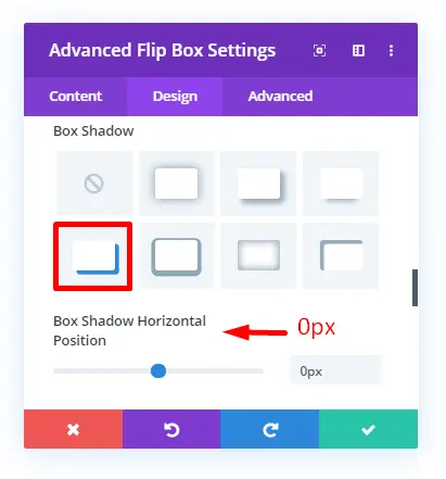 Flip box back box shadow style