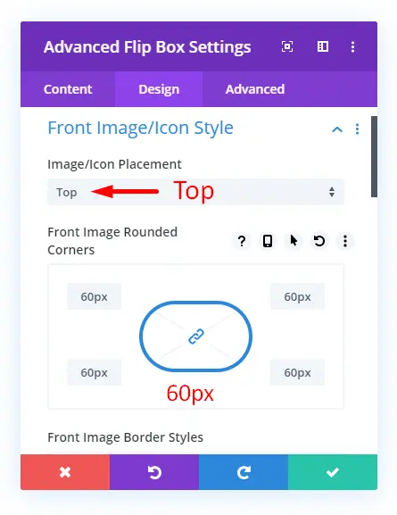 Front image or icon style