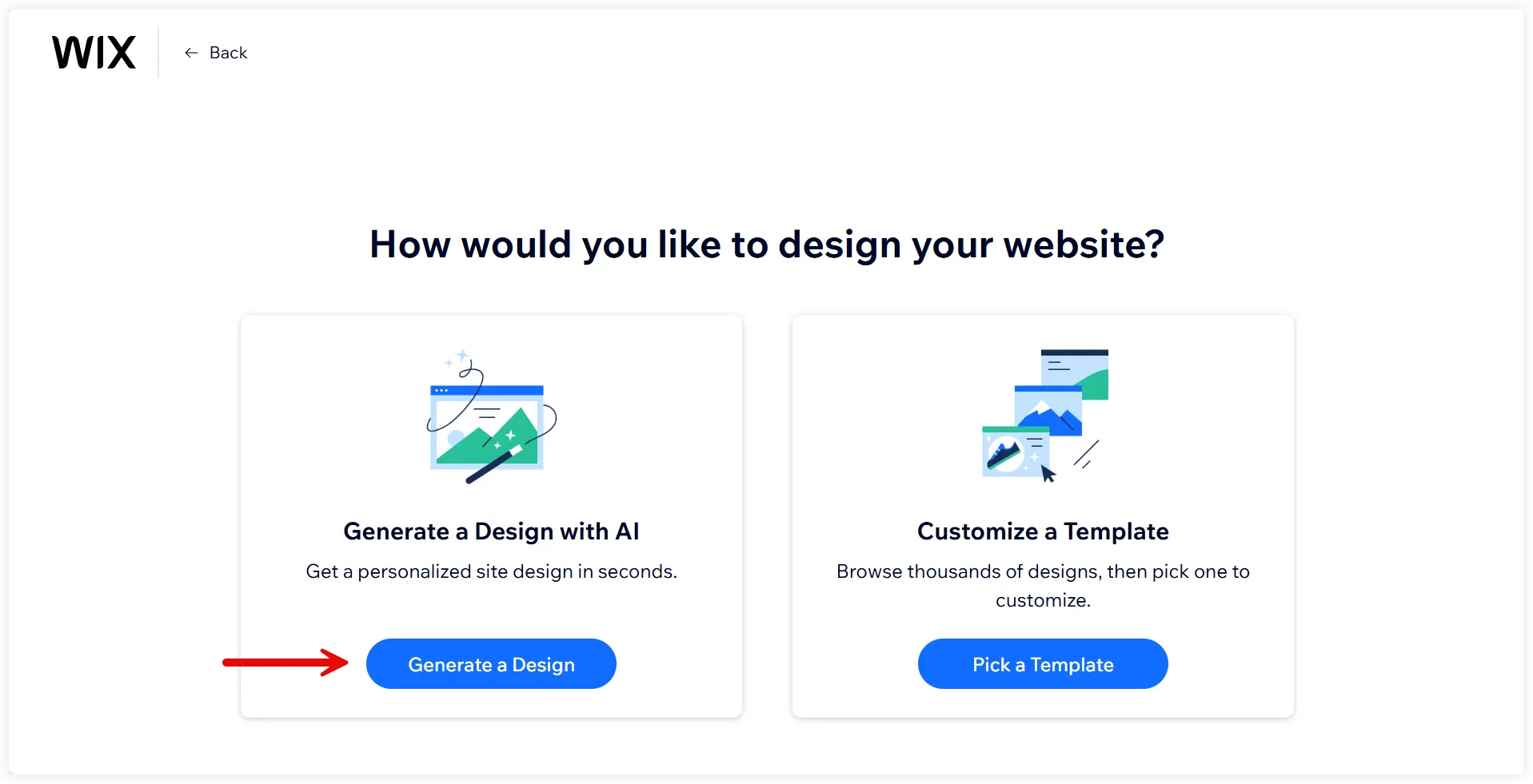 Create website design with Wix AI 