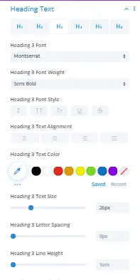 H3 heading settings