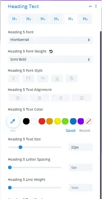 H5 heading settings