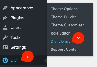 How to open Divi library from WordPress dashboard