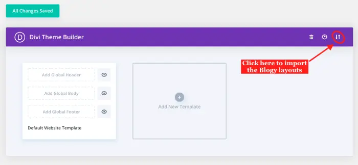 Import blogy layouts in the Divi theme builder