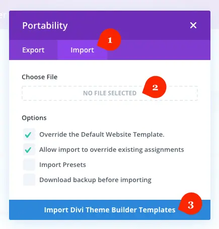 Importing Divi theme builder template for post layout