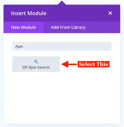 Insert Divi Ajax module