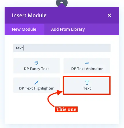 Insert Divi text module