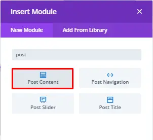 Insert post content module