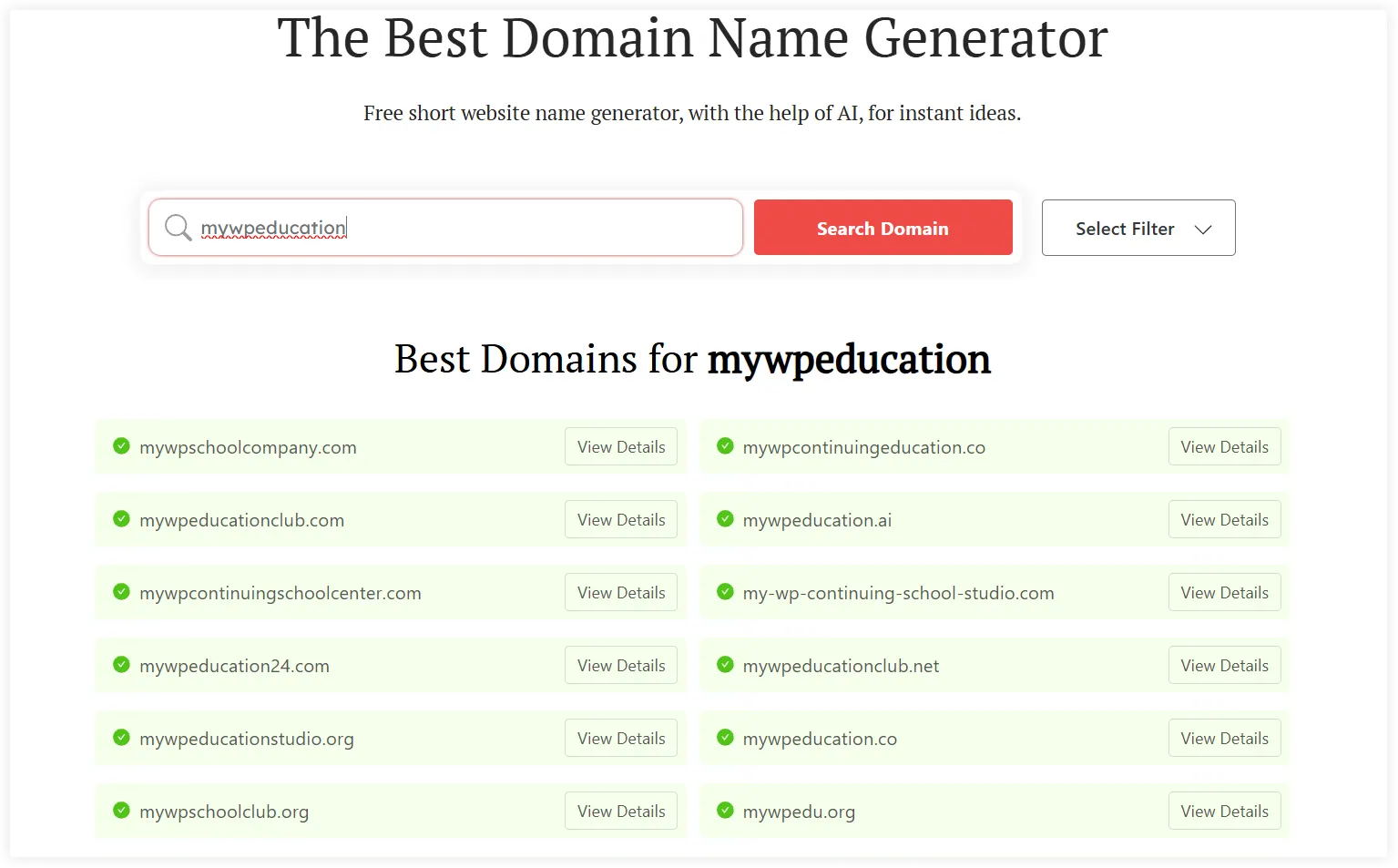 Find domain name with AI
