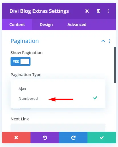 Numbered pagination in Divi Blog Extras