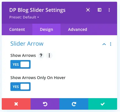 Post carousel slider arrows settings