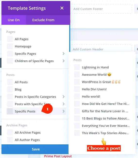 Post selection for a Divi custom post template