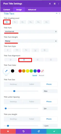 Post title text design settings