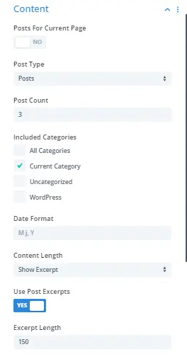 Related post content settings