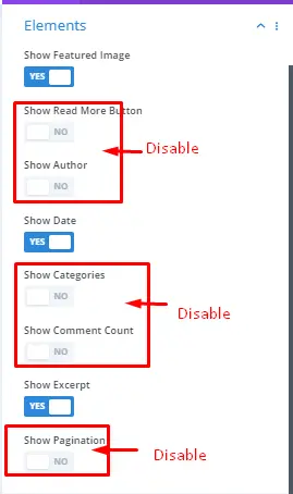 Related post element settings