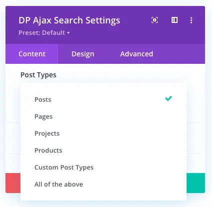 Search in post type for the Ajax Search module