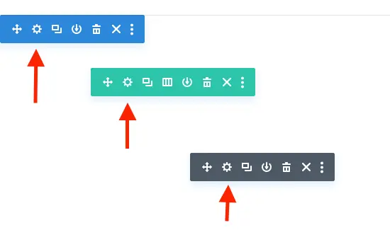 Section, row and column settings in Divi builder