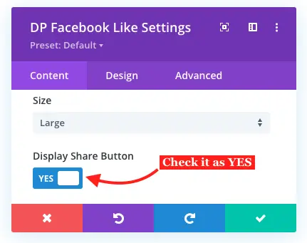 Share button with Divi Facebook like button