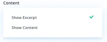 Show excerpt or show content settings in Divi post carousel