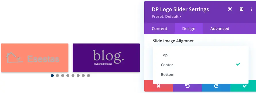 Slide image alignment in Divi logo slider