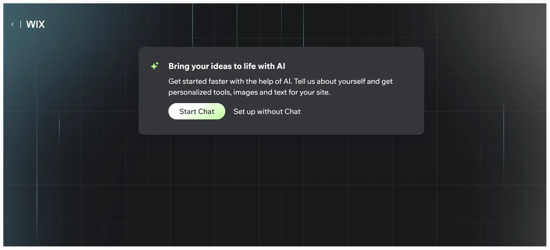 Chat with Wix AI to create website