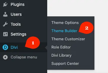 Steps to open Divi theme Builder