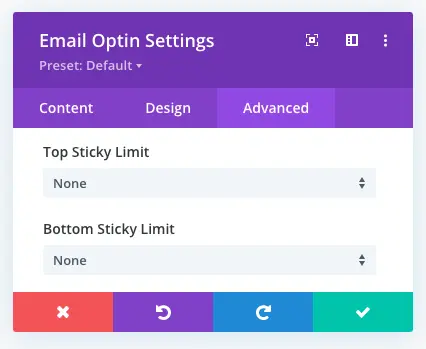 Sticky limit option in the Divi