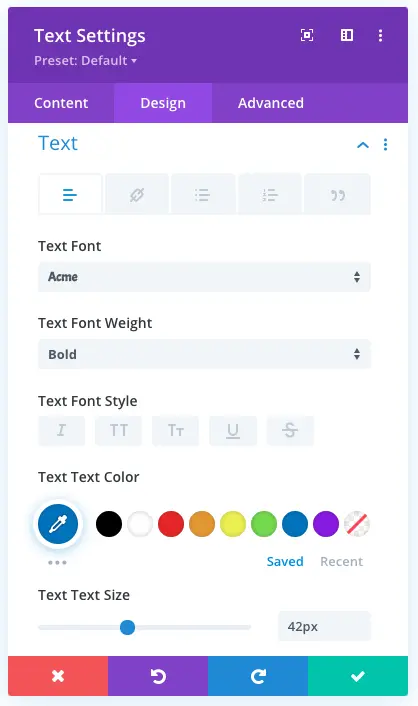 Text styling values for text over an image